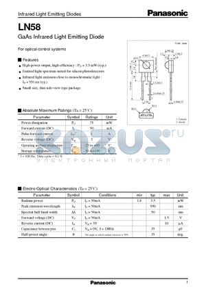 LN58 datasheet - GaAs Infrared Light Emitting Diode