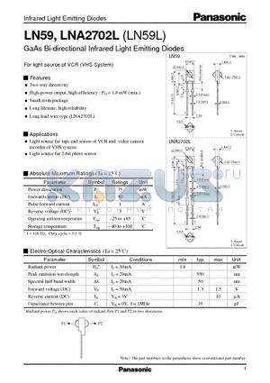 LN59-LNA2702L datasheet - GaAs Bi-directional Infrared Light Emitting Diodes