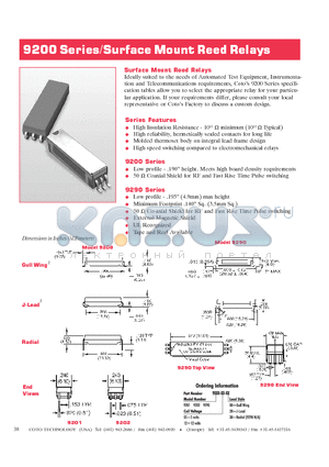 9201-12-30 datasheet - Surface Mount Reed Relays