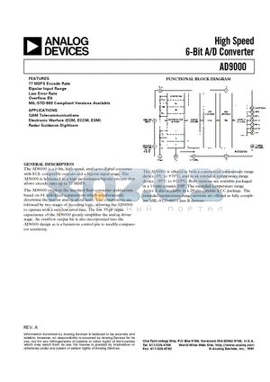 AD9000 datasheet - High Speed 6-Bit A/D Converter