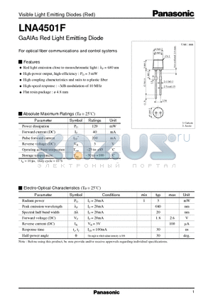 LNA4501F datasheet - GaAlAs Red Light Emitting Diode