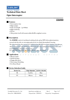 ITR9909 datasheet - Opto Interrupter