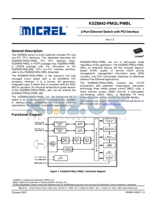 KSZ8842-PMBLAM datasheet - 2-Port Ethernet Switch with PCI Interface