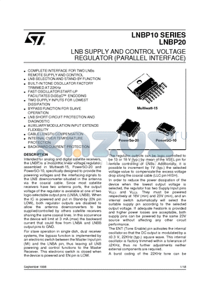 LNBP12SP datasheet - LNB SUPPLY AND CONTROL VOLTAGE REGULATOR PARALLEL INTERFACE