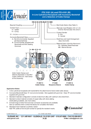 ITS3101AFK datasheet - In-Line Cylindrical Receptacle with Accessory Backshell