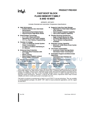 DT28F800F3T95 datasheet - FAST BOOT BLOCK FLASH MEMORY FAMILY 8 AND 16 MBIT