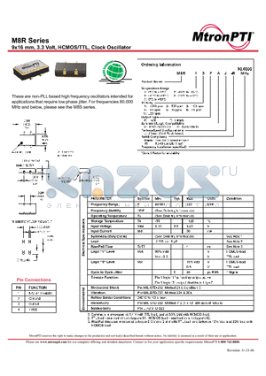 M8R14TAJ-R datasheet - 9x16 mm, 3.3 Volt, HCMOS/TTL, Clock Oscillator