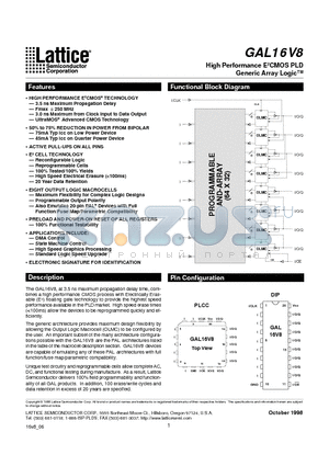 GAL16V8D-10QJ datasheet - High Performance E2CMOS PLD Generic Array Logic