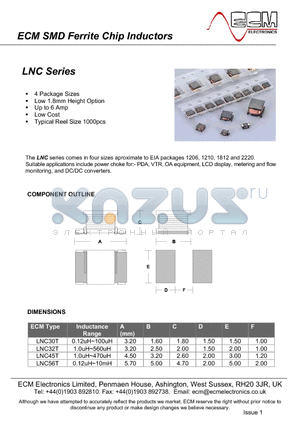 LNC30T-220 datasheet - SMD Ferrite Chip Inductors
