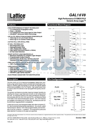 GAL16V8D-25QP datasheet - High Performance E2CMOS PLD Generic Array Logic