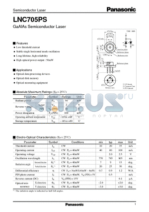 LNC705PS datasheet - GaAlAs Semiconductor Laser