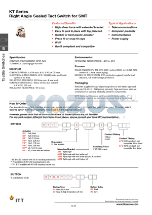 KT11B0SA2M34LFS datasheet - Right Angle Sealed Tact Switch for SMT