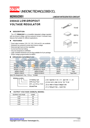 M2950_11 datasheet - 200mA LOW-DROPOUT VOLTAGE REGULATOR