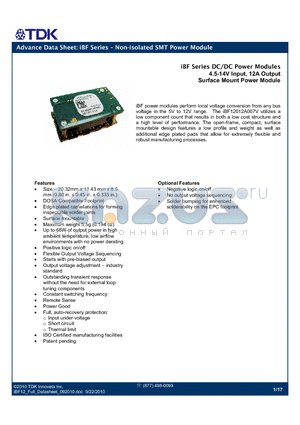 IBF12012A007V datasheet - IBF Series  Non-isolated SMT Power Module