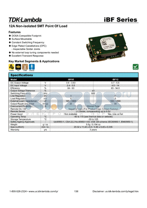 IBFSERIES datasheet - 12A Non-isolated SMT Point Of Load