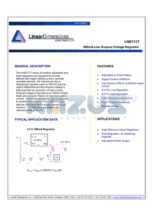 LND1117 datasheet - 800mA Low Dropout Voltage Regulator