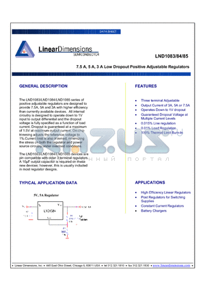 LND1084 datasheet - 7.5 A, 5 A, 3 A Low Dropout Positive Adjustable Regulators