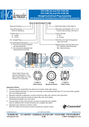ITSG3106RMB datasheet - Straight Cylindrical Plug Assembly