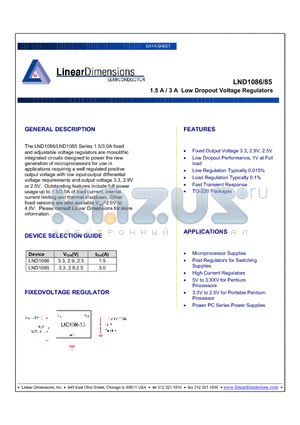 LND1086 datasheet - 1.5 A / 3 A Low Dropout Voltage Regulators