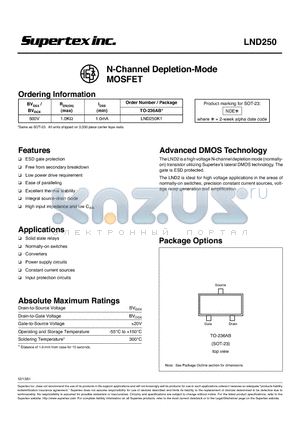 LND250K1 datasheet - N-Channel Depletion-Mode MOSFET