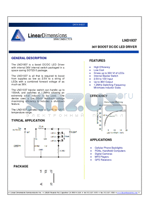 LND1937 datasheet - 36V BOOST DC/DC LED DRIVER