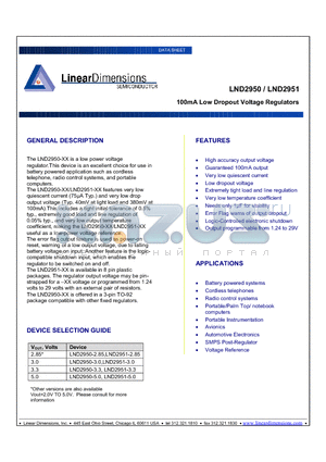 LND2950 datasheet - 100mA Low Dropout Voltage Regulators