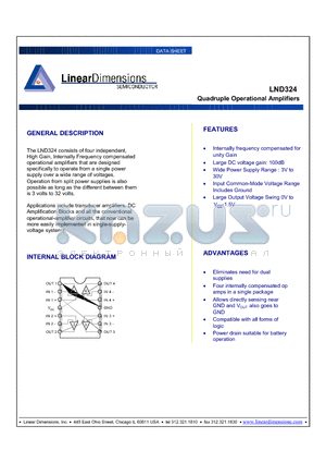 LND324 datasheet - Quadruple Operational Amplifiers