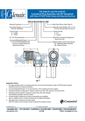 ITSG3108FFK datasheet - Cylindrical Plug Assembly with Backshell