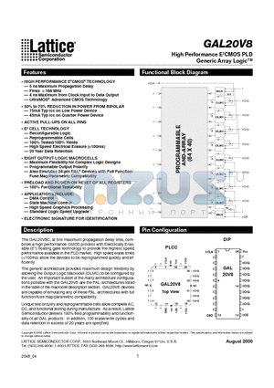 GAL20V8B-10LJI datasheet - High Performance E2CMOS PLD Generic Array Logic