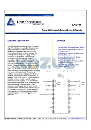 LND494 datasheet - Pulse-Width-Modulation Control Circuits