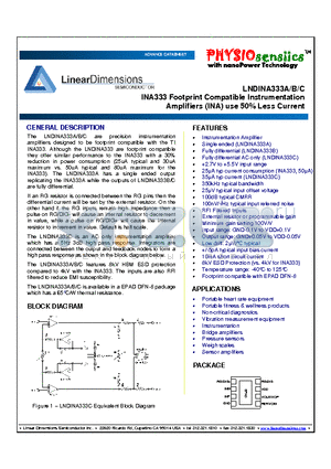 LNDINA333C datasheet - INA333 Footprint Compatible Instrumentation Amplifiers (INA) use 50% Less Current