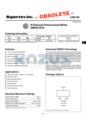 LNE150K1 datasheet - N-Channel Enhancement-Mode DMOS FETs