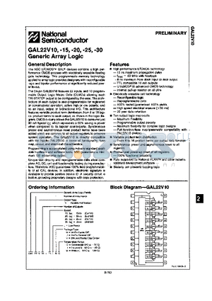 GAL22V10-15LVI datasheet - GENERIC ARRAY LOGIC
