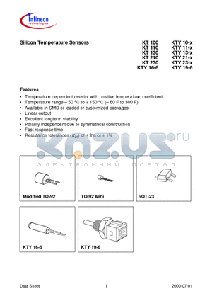 KT210 datasheet - Silicon Temperature Sensors