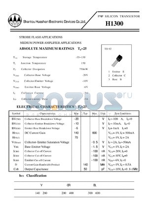 H1300 datasheet - PNP SILICON TRANSISTOR
