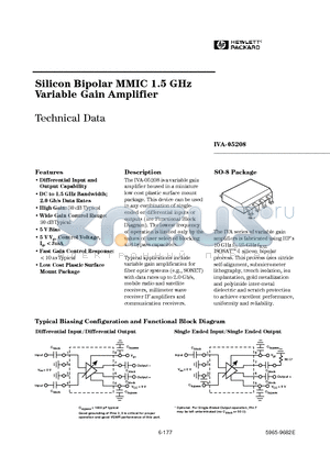 IVA-05208-STR datasheet - Silicon Bipolar MMIC 1.5 GHz Variable Gain Amplifier
