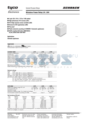 LNH datasheet - Miniature Power Relay