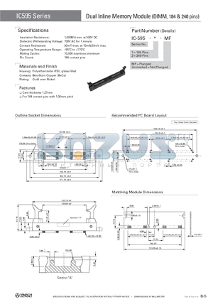 IC-595-2-MF datasheet - Dual InlineMemoryModule (DIMM, 184 & 240 pins)