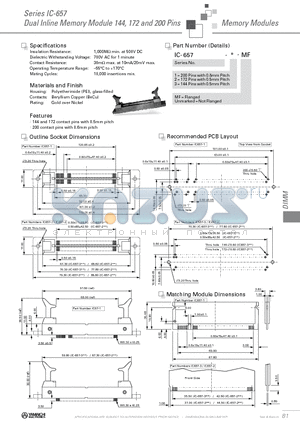 IC-657-3-MF datasheet - Dual Inline Memory Module 144, 172 and 200 Pins