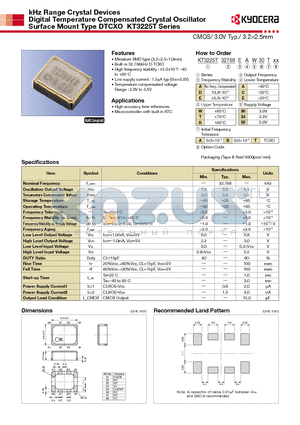 KT3225T32768AET30BXX datasheet - kHz Range Crystal Devices