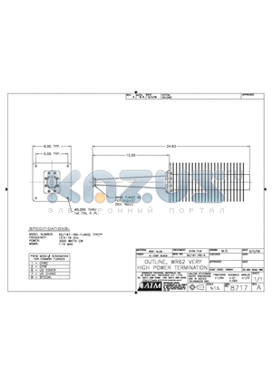 62-760-1 datasheet - OUTLINE, WR62 VERY HIGH POWER TERMINATION