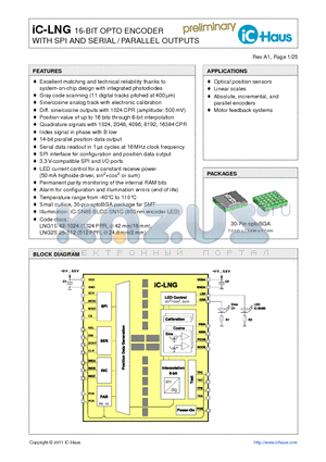 IC-LNG datasheet - 16-BIT OPTO ENCODER WITH SPI AND SERIAL /PARALLEL OUTPUTS