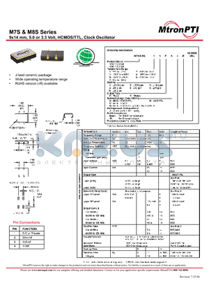 M8S11TAJ datasheet - 9x14 mm, 5.0 or 3.3 Volt, HCMOS/TTL, Clock Oscillator