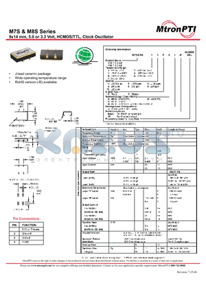 M8S12FAJ datasheet - 9x14 mm, 5.0 or 3.3 Volt, HCMOS/TTL, Clock Oscillator