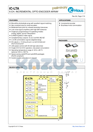 IC-LTA datasheet - 6-CH. INCREMENTAL OPTO ENCODER ARRAY