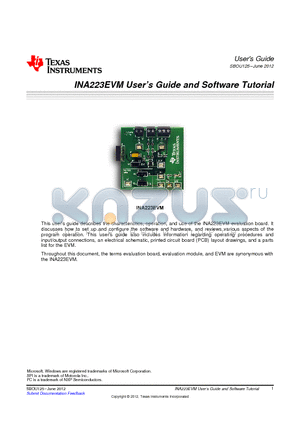 LNJ3W0C83RA datasheet - INA223EVM Users Guide and Software Tutorial
