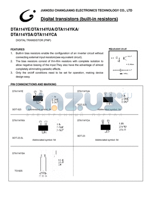 DTA114YCA datasheet - Digital transistors (built-in resistors)