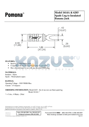 6203 datasheet - Spade Lug to Insulated Banana Jack