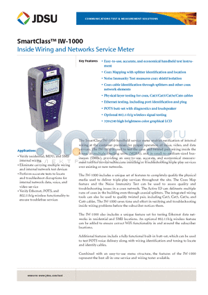IW-1000 datasheet - Inside Wiring and Networks Service Meter