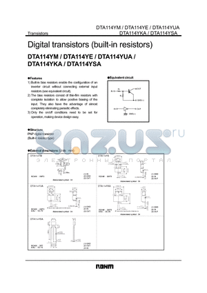 DTA114YSA datasheet - Digital transistors (built-in resistors)